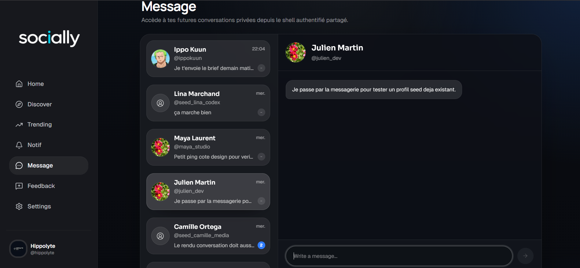Messagerie Socially