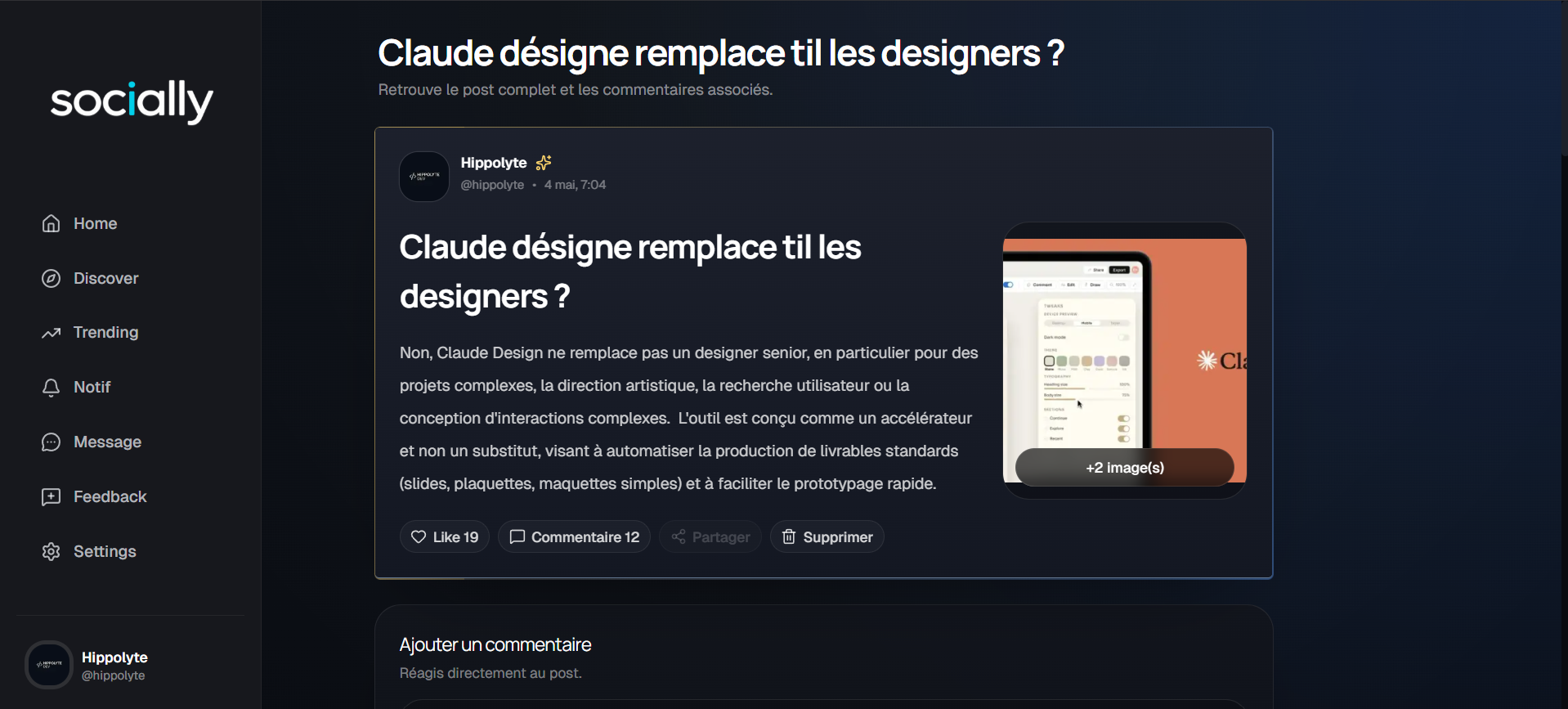 Détail d’un post Socially